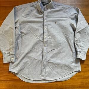 Ralph Lauren blue cotton oxford Yarmouth long sleeve button up shirt SIZE XL